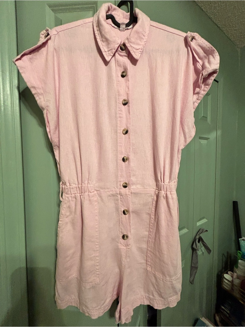 Steve Madden Light Pink Button-Front Romper - Never Worn!